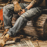 Vintage Mens Ripped Denim Pants Fall Trend Loose Straight Jeans For Men Streetwear Fashion Long Jean Pants Spring Clothing