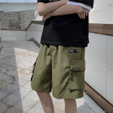 Foesce Loose Shorts Men Summer Japsn Style Wide Cuff Shorts Men Borad Jogger Shorts Streetwear With Big Pockets Work Trousers
