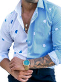Foesce Men's Long Sleeve Shirts Striped Dot Print Hawaiian Shirt Spring Summer Fashion Trend Beach Tee Shirt Male Loose Blouse