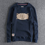Autumn New American Retro Pineapple Knitted Embroidery Sweatshirts Men's Simple Heavyweight Washed Pullover Casual Sportwear