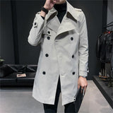 Autumn Winter Men's Jackets Double Breasted Medium-Long Trench Coat Male Solid Color Coats Fashion Windbreaker Outwears