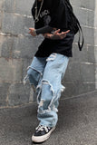 Harajuku ipped Hole Jeans Denim Pant Woman Man Straight Patchwork Baggy boyfriend y2k Punk Kpop Harajuku Streetwear Hip Hop