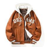 Stitching Hooded Baseball Uniform Men's Jacket Quality Hip-hop Retro Student Fashion Embroidery Loose Casual Couple Jacket