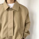Autumn and Winter New Short Jacket Men's Fashion Square Collar Solid Color Loose Casual Zipper Bomber Jacket Streetwear