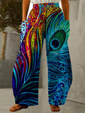 Foesce  New Fashion Pattern Printed Loose Bloomer Pants Women Spring Summer Mid Waist Casual Pants Female Vintage Pockets Trousers