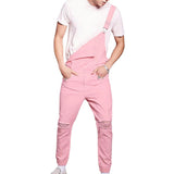 High Street Solid Color Jeans Overalls For Men Fashion High Waist Denim Jumpsuits Casual Sling Pants Hawaiian Tourism Clothing