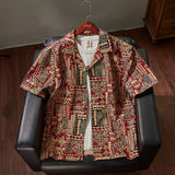 West Coast style floral shirt men's loose silhouette casual short sleeve summer printed beach shirt