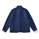 Vintage Indigo Tang Suit Jacket Men Autumn Winter New Multi-pocket Long Sleeve Jacket Cotton Chinese Traditional Cardigan Coat