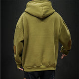 Foesce-Japanese Fashion Colorblock Letter Print Hoodie Men Autumn and Winter Sleeve Patch Plus Size Thick Hoodie Harajuku Men Clothing
