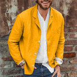 Vintage Loose Cotton Linen Men Shirt Spring Long Sleeve Button-down Turn-down Collar Shirts Streetwear Men's Fashion Solid Tops
