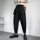Summer Khaki/Black Belt Suit Pants Men Fashion Society Mens Dress Pants Korean Loose Harem Pants Mens Formal Trousers M-3XL