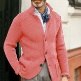 Autumn Winter Long Sleeve Single-Breasted Slim Coat Jackets Men Stand Collar Thicken Cardigan Top Men's Solid Knitted Outwear