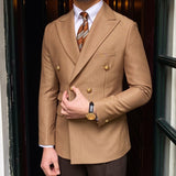 Foesce British Daily Men Blazer Hombre Fashion Double Breasted Slim Suit Blazer Homme Solid Color Suit Jacket Casual Trendy Masculino