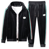 High end men's double-sided gold velvet J jacket suit warm and casual sportswear in autumn and winter