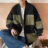 Spring Men's Retro V-neck Jacket with Oversized Fashionable Fat Man Loose Personality Jacket