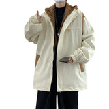 Autumn and Winter New Fake Two Outerwear Korean Fashion Loose Top Sport Casual Hooded Jacket Varsity Jacket Men Streetwear