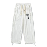 Labeled Drawstring Men Hip Hop Streetwear Fashion Vintage Sport Pants High Street Loose Pants White Baggy Denim Pants