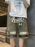Y2K Retro Embroidered Basketball Shorts Men Summer American Loose Sports Pants High Street Tide Brand Five-point Pants