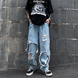 Harajuku ipped Hole Jeans Denim Pant Woman Man Straight Patchwork Baggy boyfriend y2k Punk Kpop Harajuku Streetwear Hip Hop