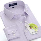 Classic striped men's business casual long-sleeved shirt brand clothing gentleman elegant wedding party loose shirt