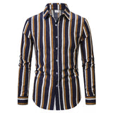 Blank T Shirt Men Autumn Winter Single Breasted  Lapel Full Print Beach Long Turtle Neck Long Sleeve  Tees Men