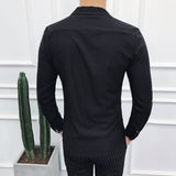Foesce Brand Clothing Men High Quality Spring Long-Sleeved Shirts/Male V-neck Slim Fit Casual Business Shirts Plus Size S-4XL