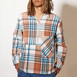 Casual Long Sleeve Turn-down Collar Shirts Men Autumn Fashion Plaid Printing Tops Cardigan For Mens Spring Trend Button-up Shirt
