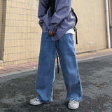 Wide Leg Jeans Men Autumn American High Street Loose Mopping Baggy Fashion Hip Hop Trousers All-match Harajuku Minimalist Daily