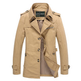 Foesce Trench Coat Men Solid Mid-length Autumn Mens Jacket Young Winter British Fashion Slim Casual Windbreaker Men Clothing