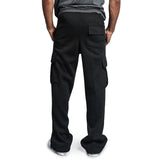 Foesce New Casual Mens Drawstring Elastic Waist Solid Color Pocket Pants Sports Pants Sweatpant