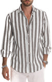 Men's Casual Blouse Shirt Stripe Printing Loose Tops Long Sleeve Tee Shirt Spring Autumn Casual Handsome Men's Shirts New