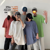 Foesce 100% Cotton Five Half Sleeve Men's Women Summer T-shirt Loose Short-sleeved Casual Basic Shirt O Neck Solid Color Oversize
