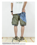 Men's Hi Street Denim Patchwork Shorts Summer Multi Pockets Cargo Jean Shorts for Male