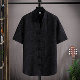 Foesce-(Shirt + trousers)summer fashion men shirt letter pattern Cotton shirts men's casual elastic waist shirts men size M-5XL