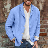 Vintage Loose Cotton Linen Men Shirt Spring Long Sleeve Button-down Turn-down Collar Shirts Streetwear Men's Fashion Solid Tops