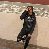 Y2K Full Zip Up Hoodie Men Autumn Winter Gothic Rhinestones Spider Web Sweatshirt Hip Hop Grunge Skeleton Oversized Jacket Coat
