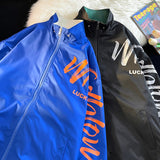 Foesce New Autumn Fashion Men's Jackets Black Blue Letter Print Streetwear Windbreakers Stylish Hip Hop Oversize College Jacket Coat