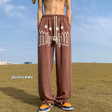 Foesce  Hip Hop Drawstring Women Men Casual Pants Letter Printed Loose Straight Streetwear Sport Pant Female Wide Leg Trousers