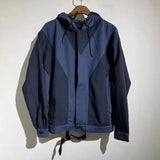 Y3 Autumn Men's Coat Trend Sports  Leisure Easy Matching Hooded Splicing Vertical Grain Drawstring Loose Men's Jacket