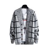 Gentleman Autumn Winter Men's Wool Knitted Cardigan Fashion Thickened Korean Elegant Casual Sweater Loose Lattice Coat
