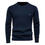 Foesce -100% Cotton Men Sweaters Soild Color O-neck High Quality Mesh Pullovers Male New Winter Autumn Basic Sweaters For Men