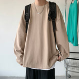 Foesce Spring Cotton Long Sleeve T-Shirt Men Fashion 9 Colors Casual O-Neck Pullover TShirt Men Korean Loose T Shirt Mens Top Men S-3XL