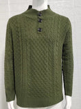 Knitted Sweater Men Solid Argyle Loose Fall and Winter Male Clothing Pullovers Vintage Style Green Sweaters for Man