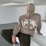 Traf Y2k American hiphop sweater street men oversize loose drape lazy autumn and winter coat cardigan hoodie