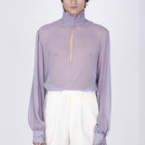 Vintage Button Turtleneck Hollow Shirts Men Sexy See Through Thin Shirt Fall Fashion Eyes Print Slim Long Sleeve Mens Tops