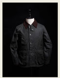 Foesce Vintage Wax Jacket Men Autumn Winter Windbreaker Waterproof Multi-pocket Raglan Sleeve Jacket Casual Zip Cardigan Coat