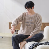 Foesce Funny Bear Cartoon Coral Fleece Pajamas For Men Winter Pijamas Warm Homewear Thick Flannel Pyjamas Plus Size Mens Sleepwear