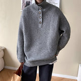 Casual Winter Lapel Sweater Men Warm Fashion Knitted Pullover Men Korean Loose Stripe Long Sleeve Sweater Mens Jumper Clothes