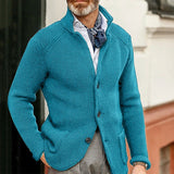 Autumn Winter Long Sleeve Single-Breasted Slim Coat Jackets Men Stand Collar Thicken Cardigan Top Men's Solid Knitted Outwear