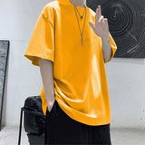 Foesce 100% Cotton Five Half Sleeve Men's Women Summer T-shirt Loose Short-sleeved Casual Basic Shirt O Neck Solid Color Oversize